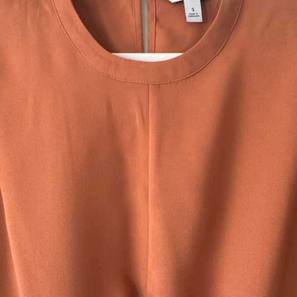 Nine West Rust Orange Long Sleeve Semi Sheer Tie Front Blouse - Picture 7 of 11